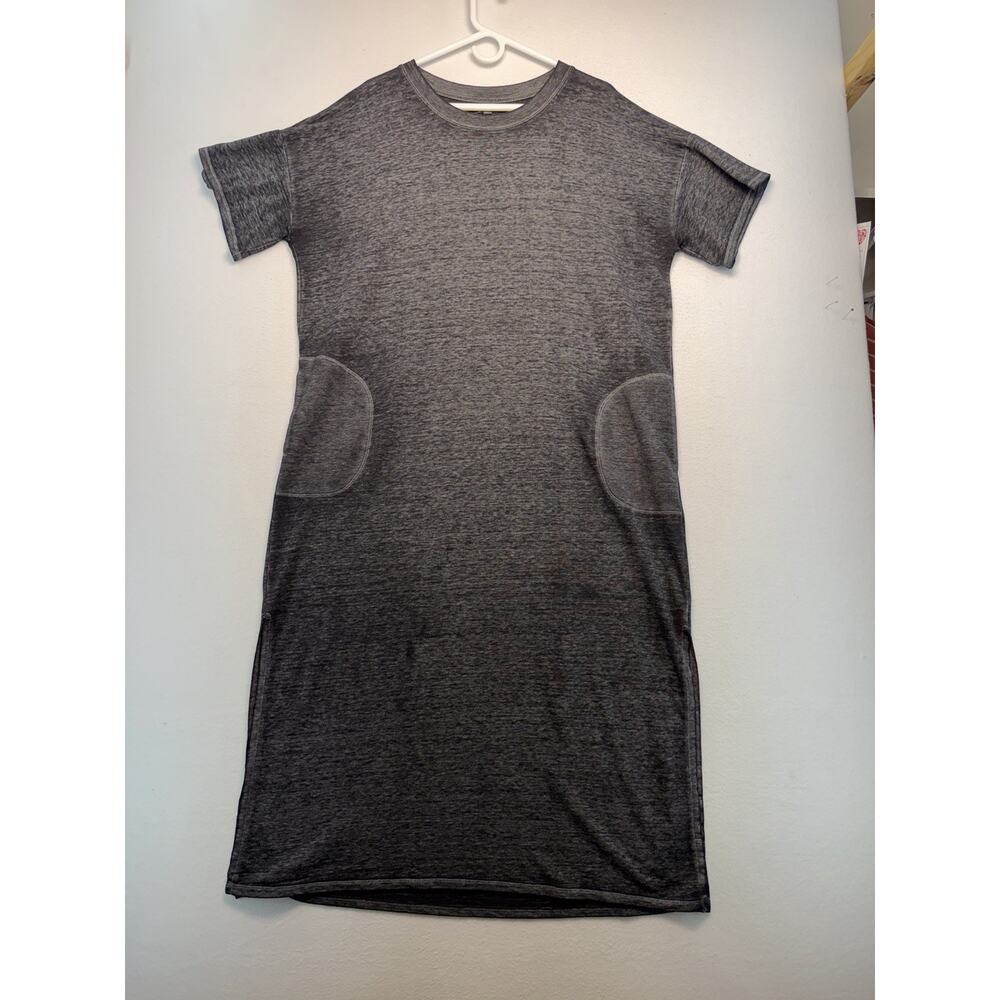 VERSONA Maxi Dress Womens XL Oversized Black/Gray Double Slits & Pockets Grunge